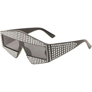 Full Rhinestone Diamond Shape Frame One Piece Lens Shield Sunglasses